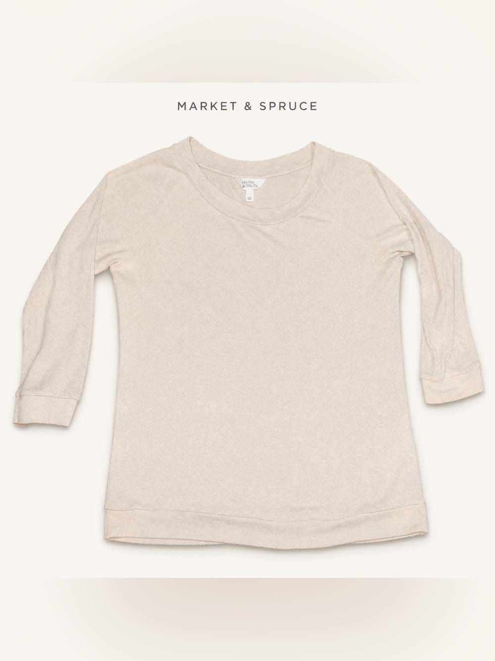 Market & Spruce Oatmeal Knit Pullover Top Women’s Large 3/4 Sleeve Casual